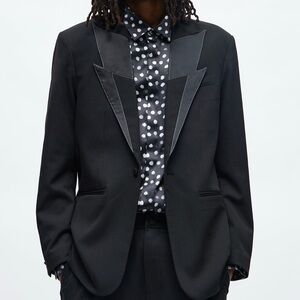 Mens 46R black lightning bolt lapel blazer